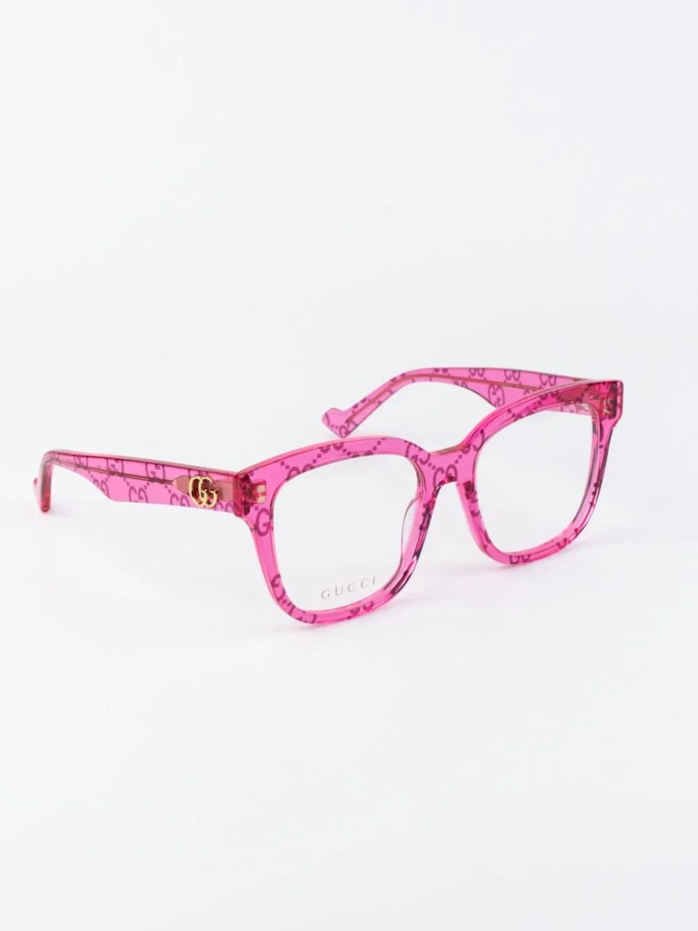 Gucci Women Eyeglasses Transparent Pink Square GG0958O 011 NEW AUTHENTIC